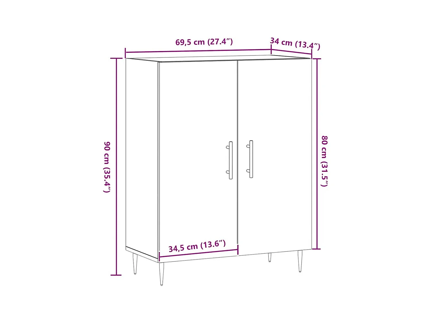 Aparador de madera de ingeniería roble artisan 69,5x34x90 cm