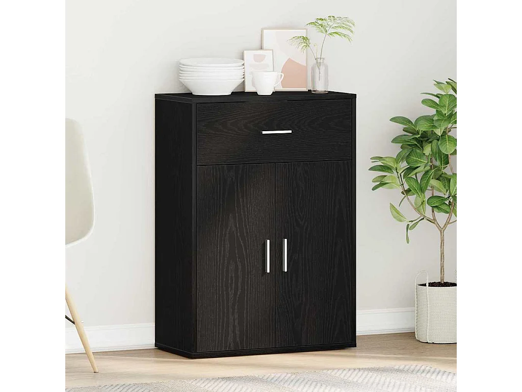 Buffet avec tiroir Chêne noir 79 x 38 x 80 cm Bois d'ingénierie