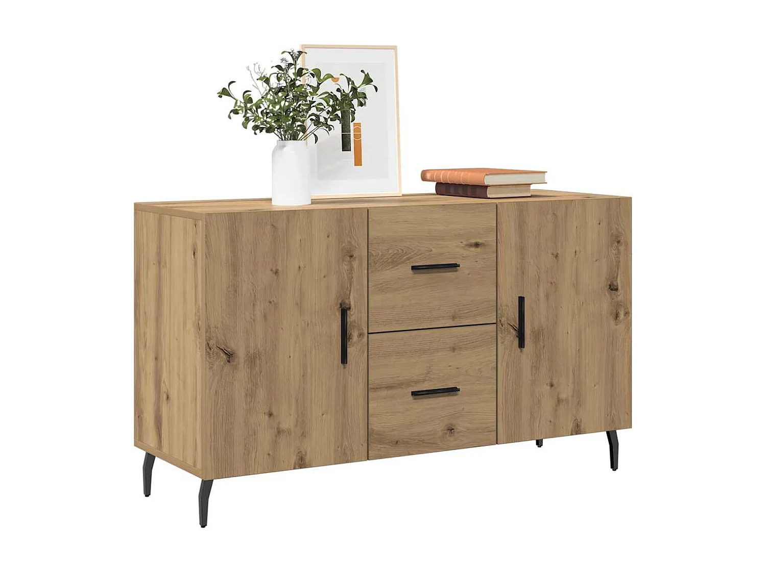 Buffet chêne artisanal 100x36x60 cm bois d'ingénierie