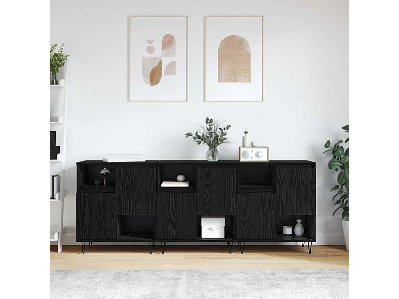 Buffets 3 pièces Chêne noir 180 x 35 x 70 cm Bois d'ingénierie