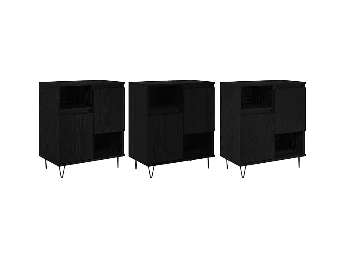 Buffets 3 pièces Chêne noir 180 x 35 x 70 cm Bois d'ingénierie