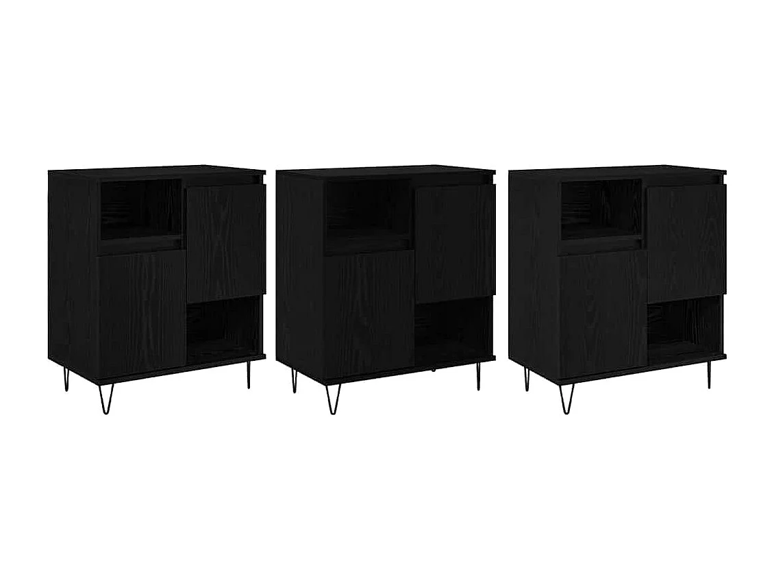 Aparadores 3 peças Carvalho preto 180 x 35 x 70 cm