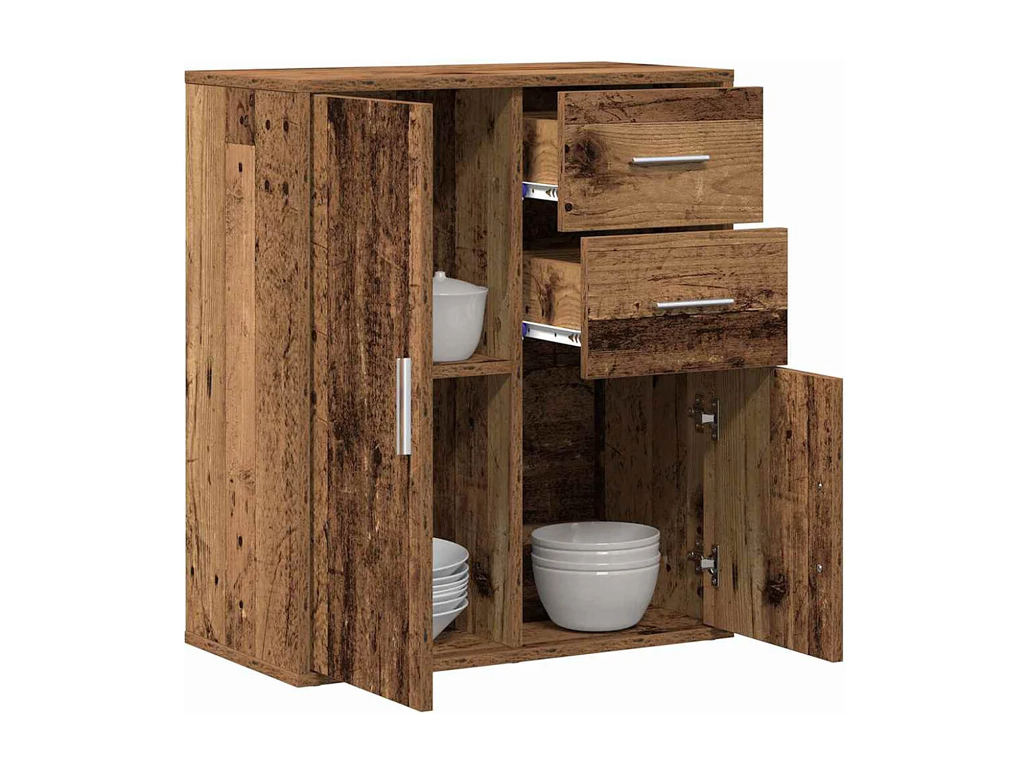 Dressoir met lade Oud hout 60 x 31 x 70 cm Bewerkt hout