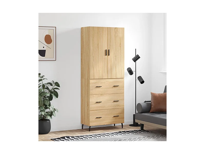 Armário alto 69,5x34x180 cm derivados de madeira cor sonoma