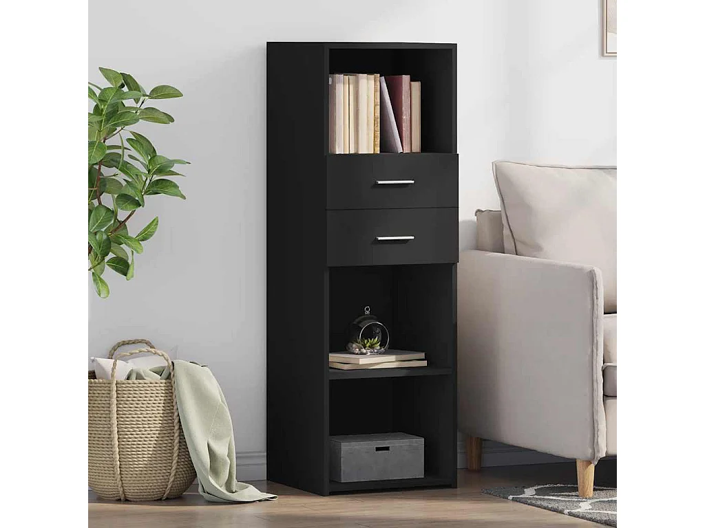 Buffet haut noir 40x42,5x124 cm bois d'ingénierie