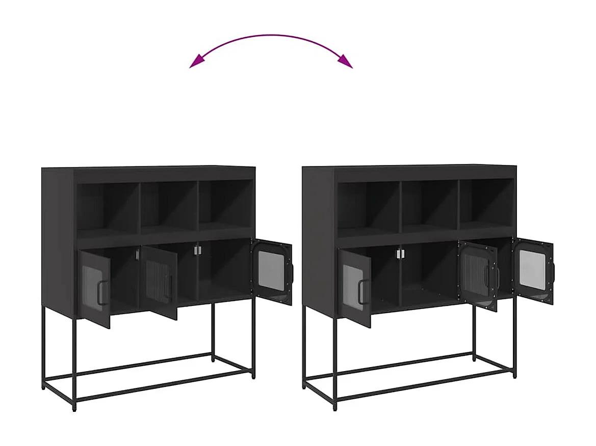 Buffet noir 100,5x39x107 cm acier laminé à froid