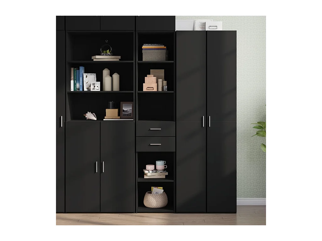 Buffet haut noir 40x42,5x185 cm bois d'ingénierie