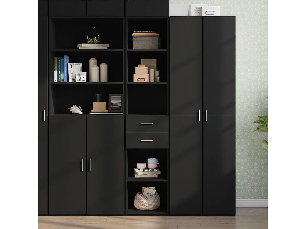 Buffet haut noir 40x42,5x185 cm bois d'ingénierie