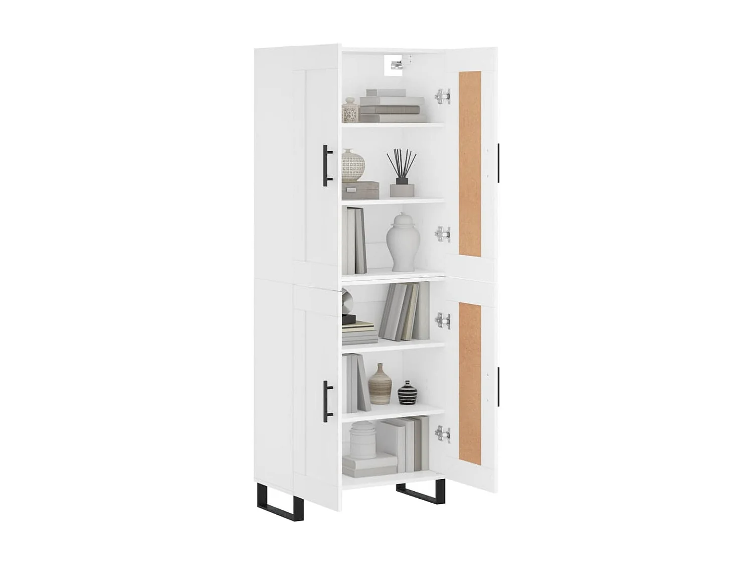 Aparador alto madera contrachapada blanco 69,5x34x180 cm