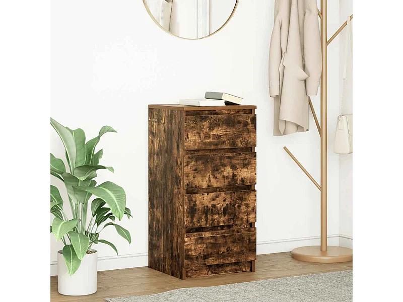 Buffet chêne fumé 37,5x35x76 cm bois d'ingénierie