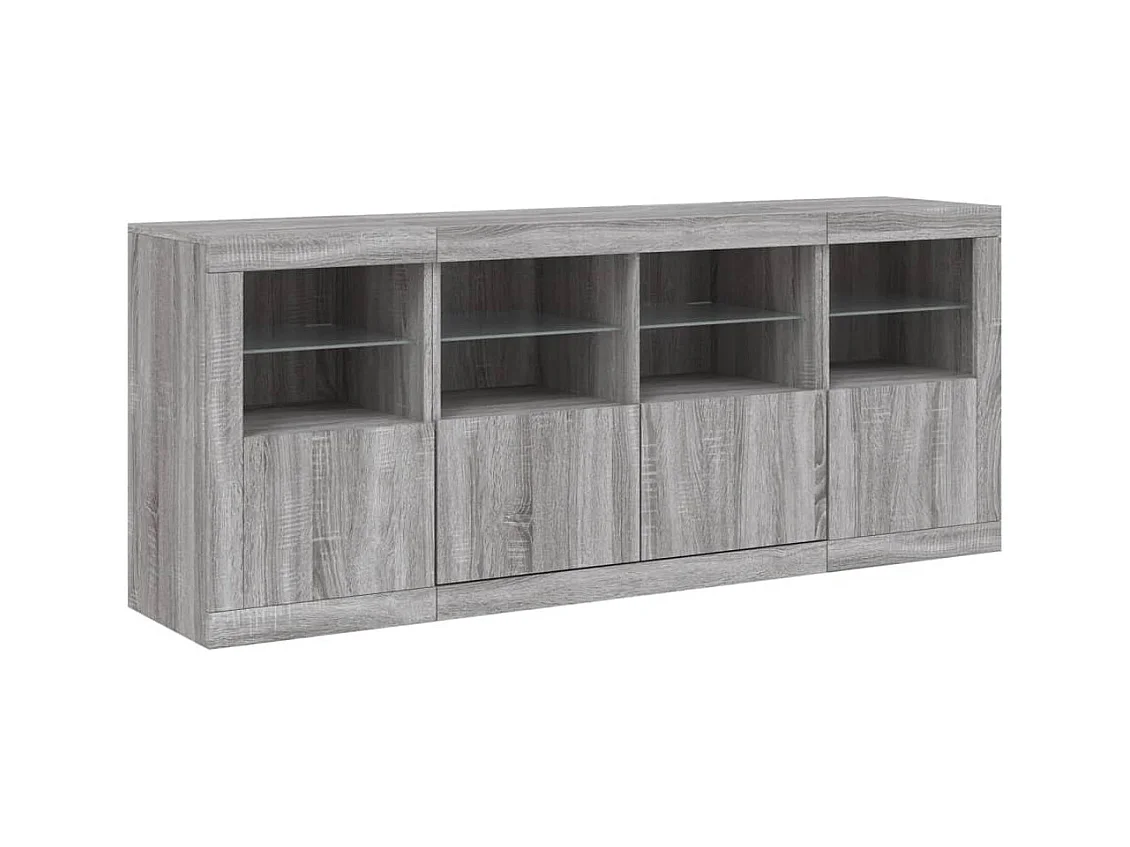 Aparador con luces LED gris Sonoma 163x37x67 cm