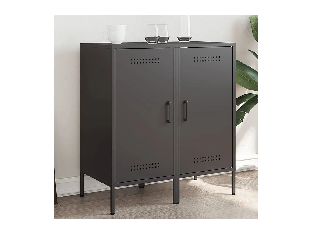 Buffets 2 pièces noir 36x39x79 cm acier