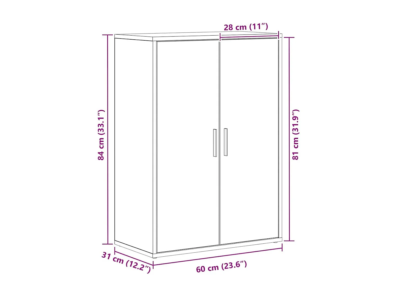 Buffet Chêne noir 60 x 31 x 84 cm Bois d'ingénierie