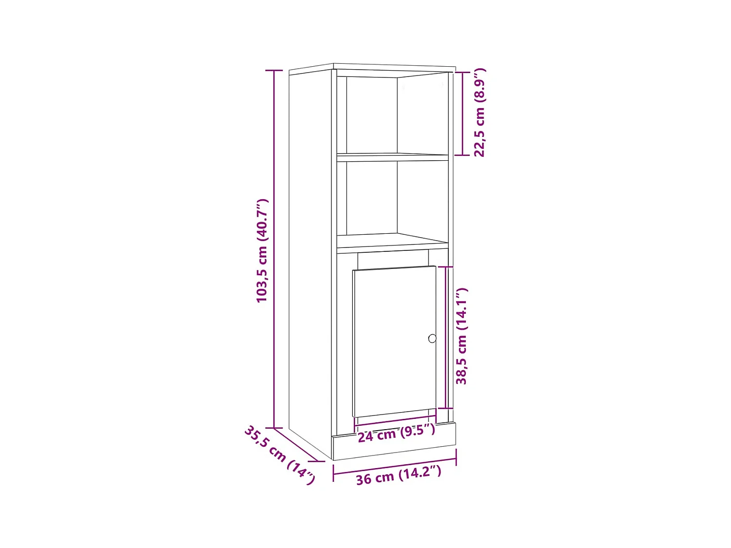 Buffet haut vieux bois 36x35,5x103,5 cm bois d'ingénierie