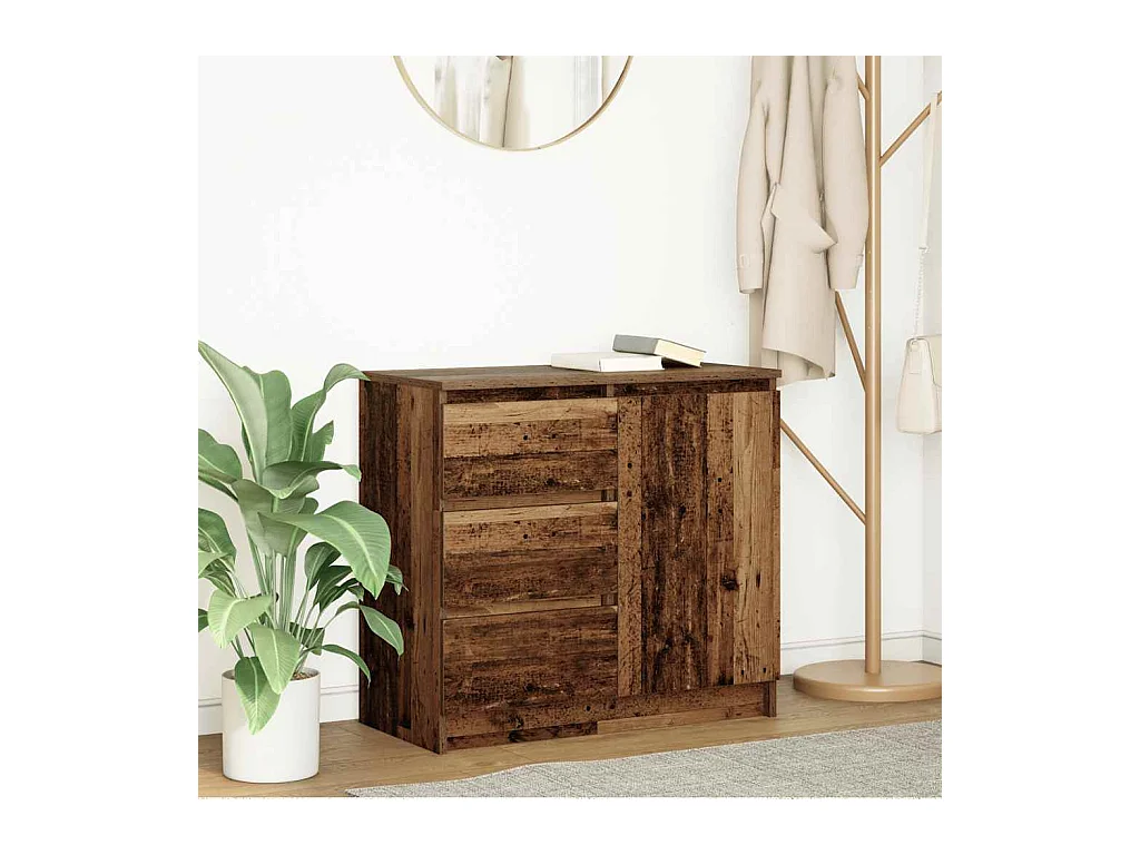 Buffet avec tiroir vieux bois 71x35x65 cm bois d'ingénierie