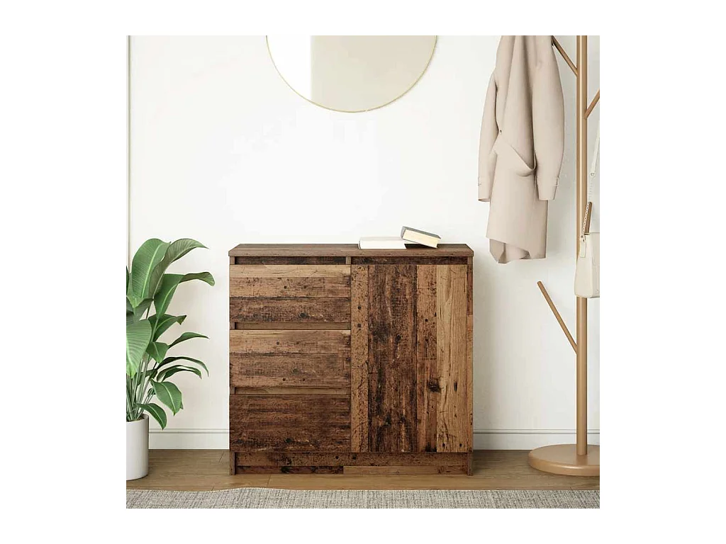 Buffet avec tiroir vieux bois 71x35x65 cm bois d'ingénierie