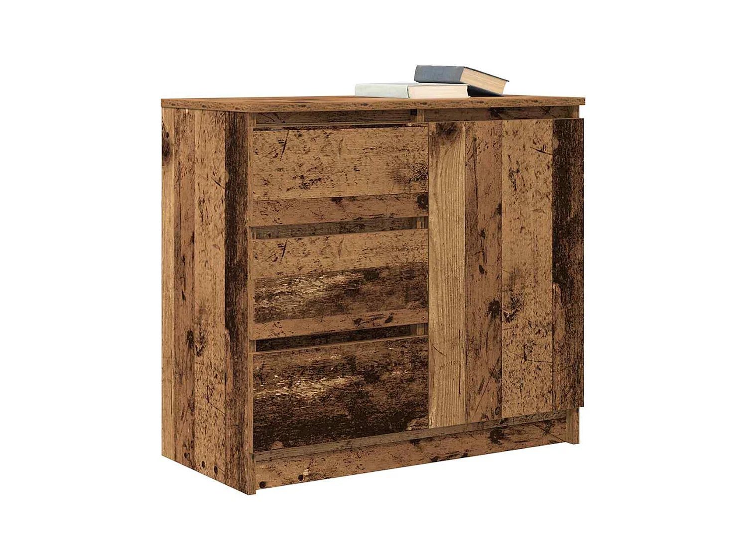 Buffet avec tiroir vieux bois 71x35x65 cm bois d'ingénierie