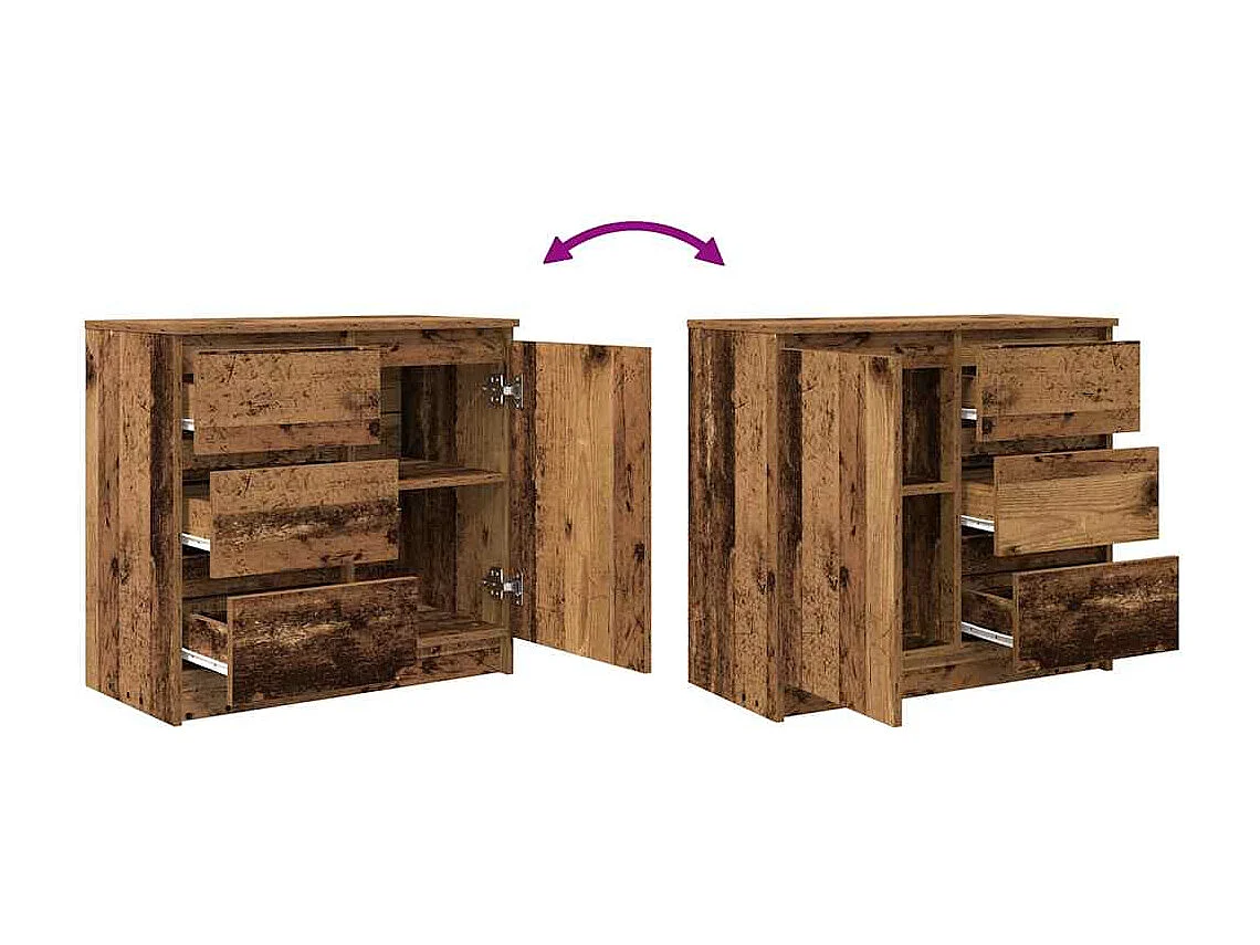 Buffet avec tiroir vieux bois 71x35x65 cm bois d'ingénierie