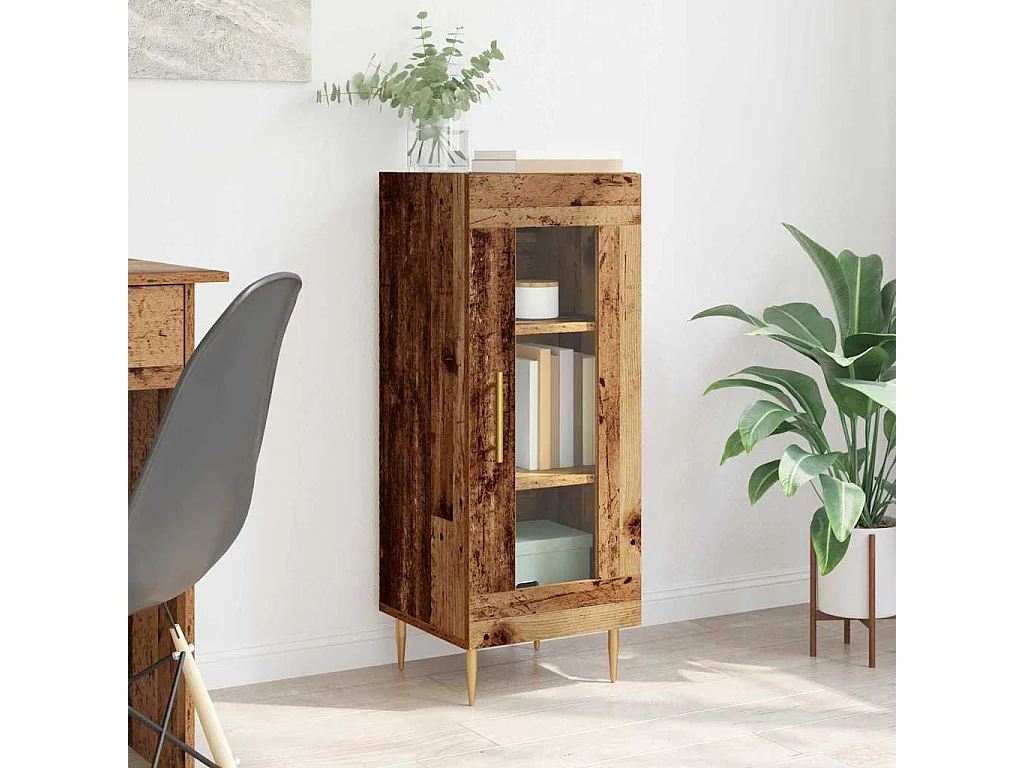 Dressoir Oud hout 34 x 34,5 x 90 cm Bewerkt hout