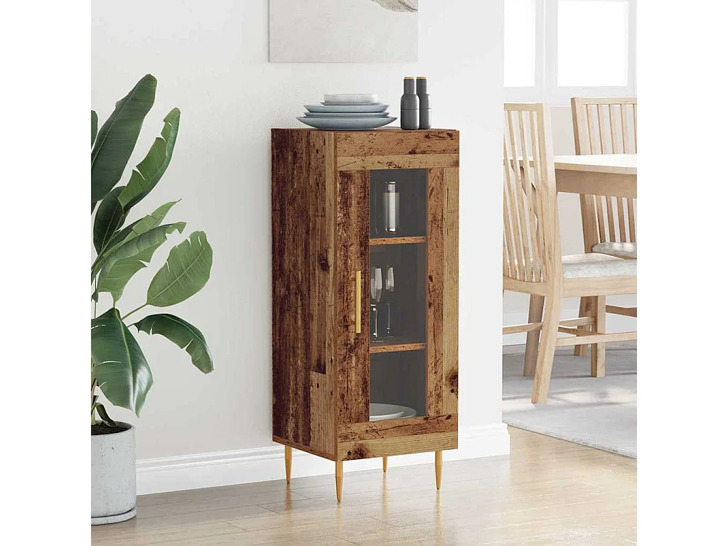 Dressoir Oud hout 34 x 34,5 x 90 cm Bewerkt hout