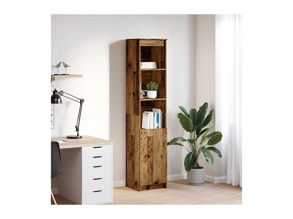 Buffet haut 37,5x35x180 cm vieux bois bois d'ingénierie