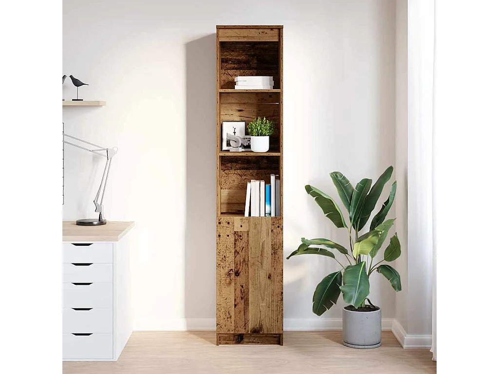 Buffet haut 37,5x35x180 cm vieux bois bois d'ingénierie