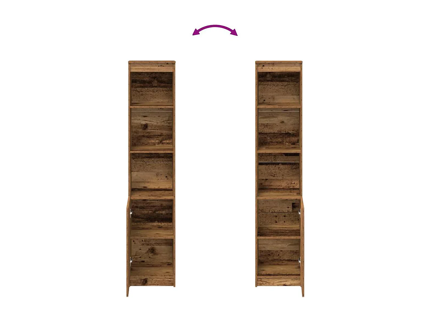 Buffet haut 37,5x35x180 cm vieux bois bois d'ingénierie