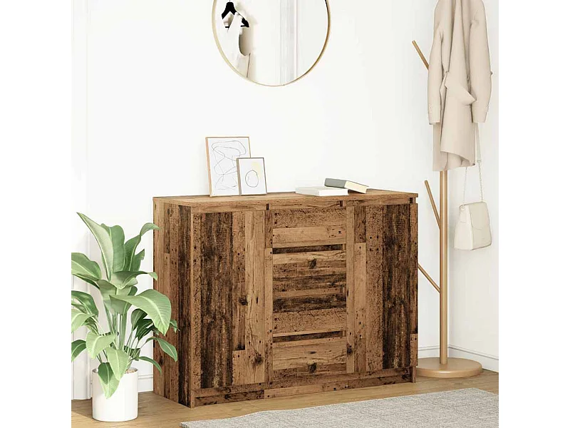 Buffet avec tiroirs vieux bois 100,5x35x76 cm bois d'ingénierie