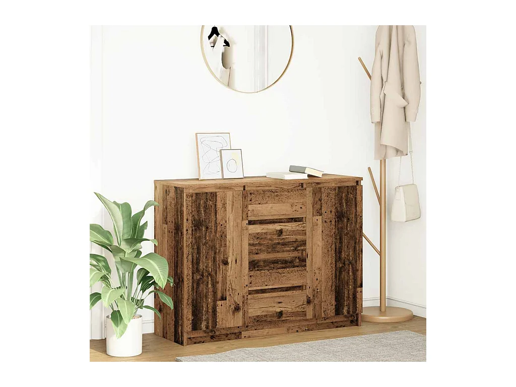 Buffet avec tiroirs vieux bois 100,5x35x76 cm bois d'ingénierie