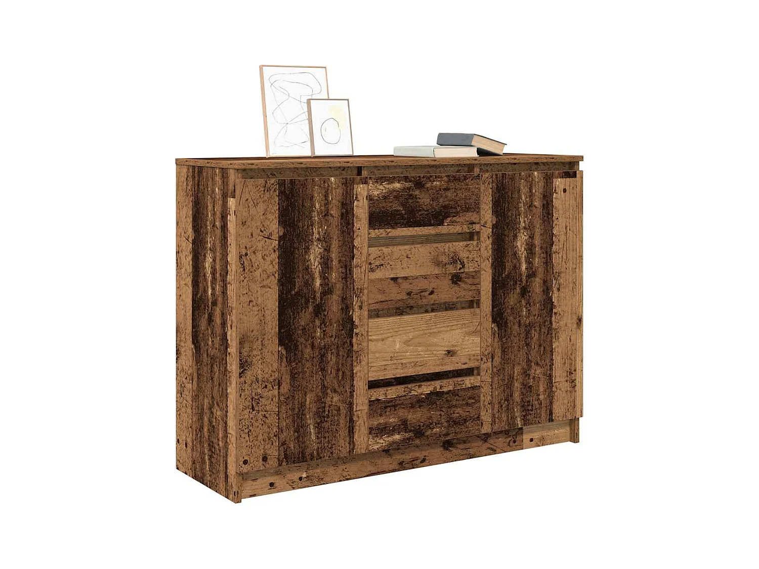 Buffet avec tiroirs vieux bois 100,5x35x76 cm bois d'ingénierie