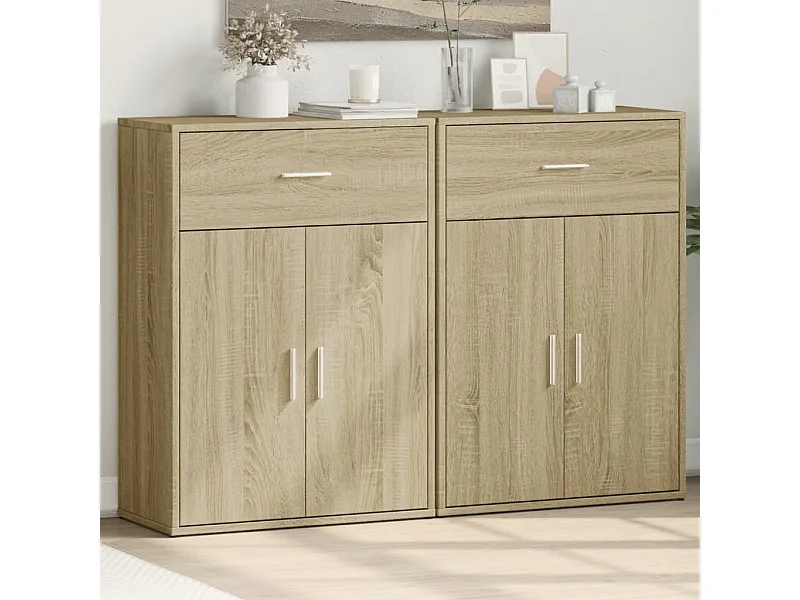Buffets 2 pièces chêne sonoma 60x30x84 cm bois d'ingénierie