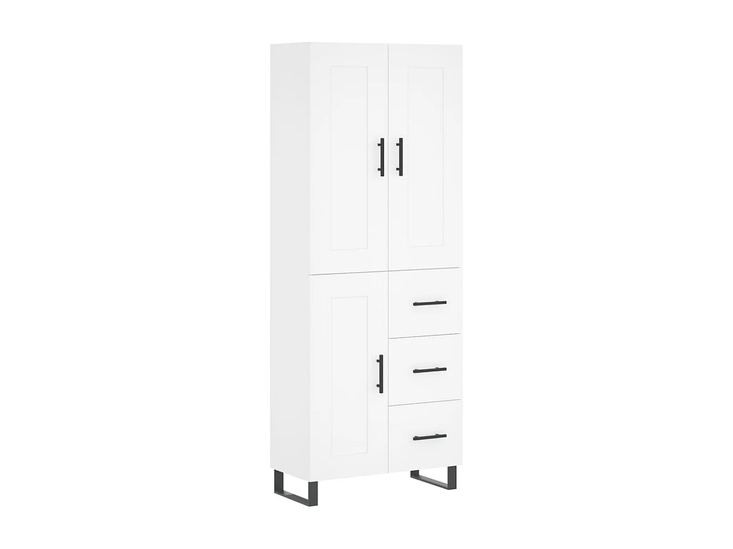 Aparador alto madera contrachapada blanco 69,5x34x180 cm