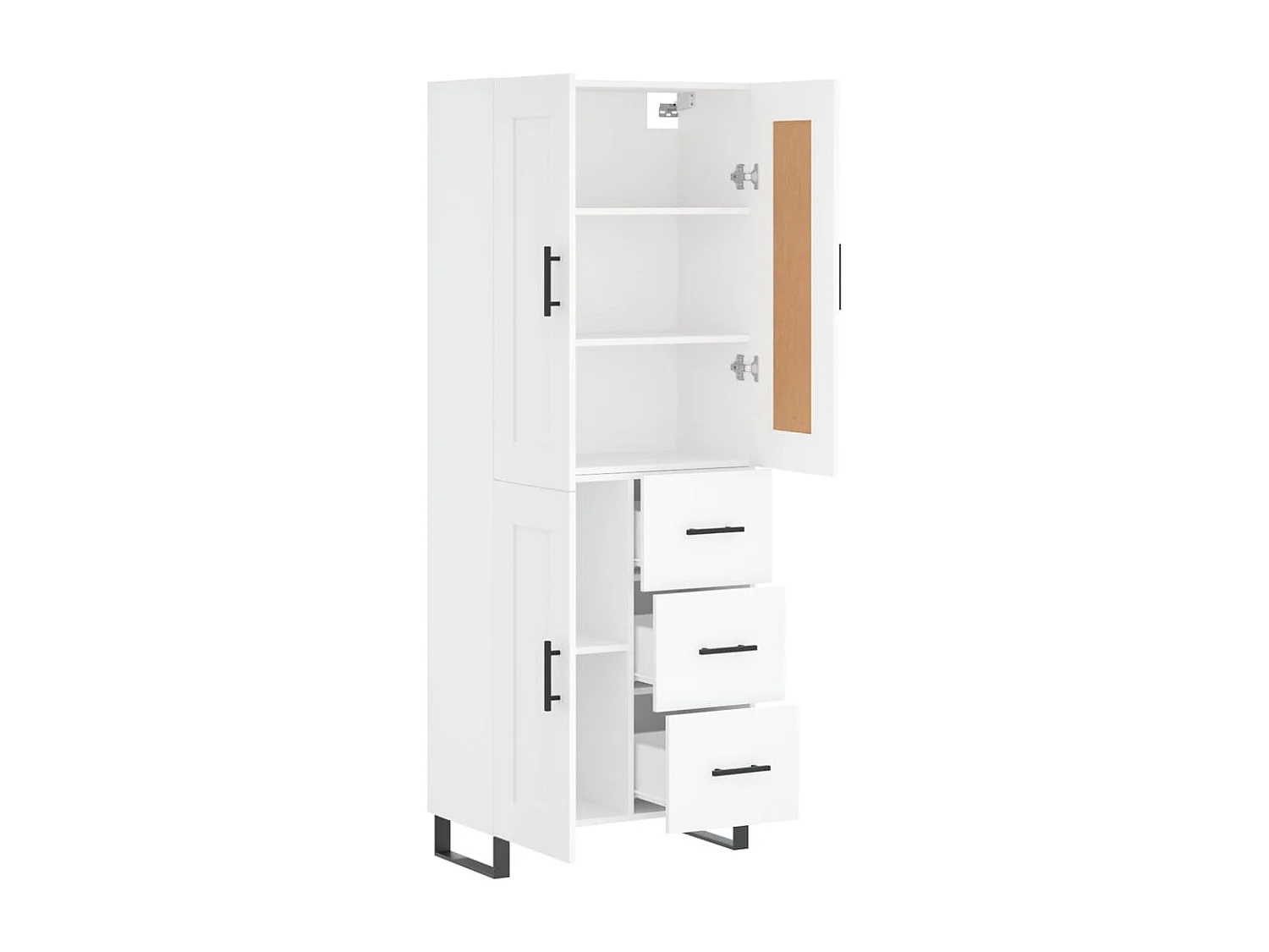 Aparador alto madera contrachapada blanco 69,5x34x180 cm