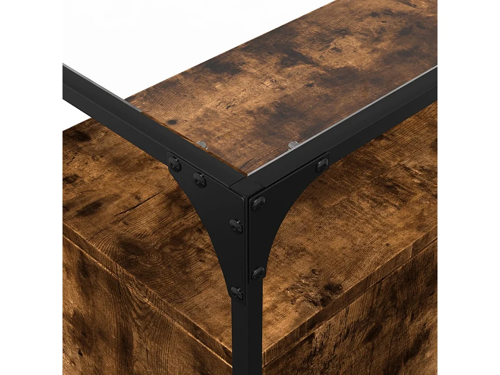 Buffet avec dessus en verre chêne fumé bois d'ingénierie