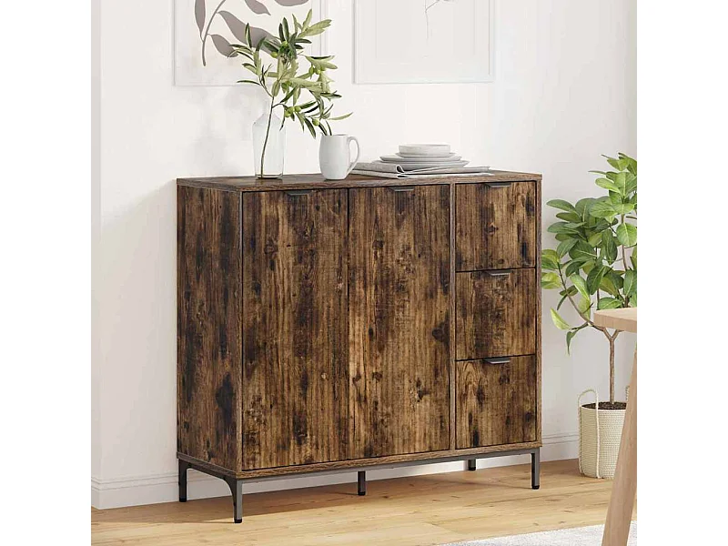Buffet Chêne fumé 89,5 x 33 x 82 cm Bois d'ingénierie