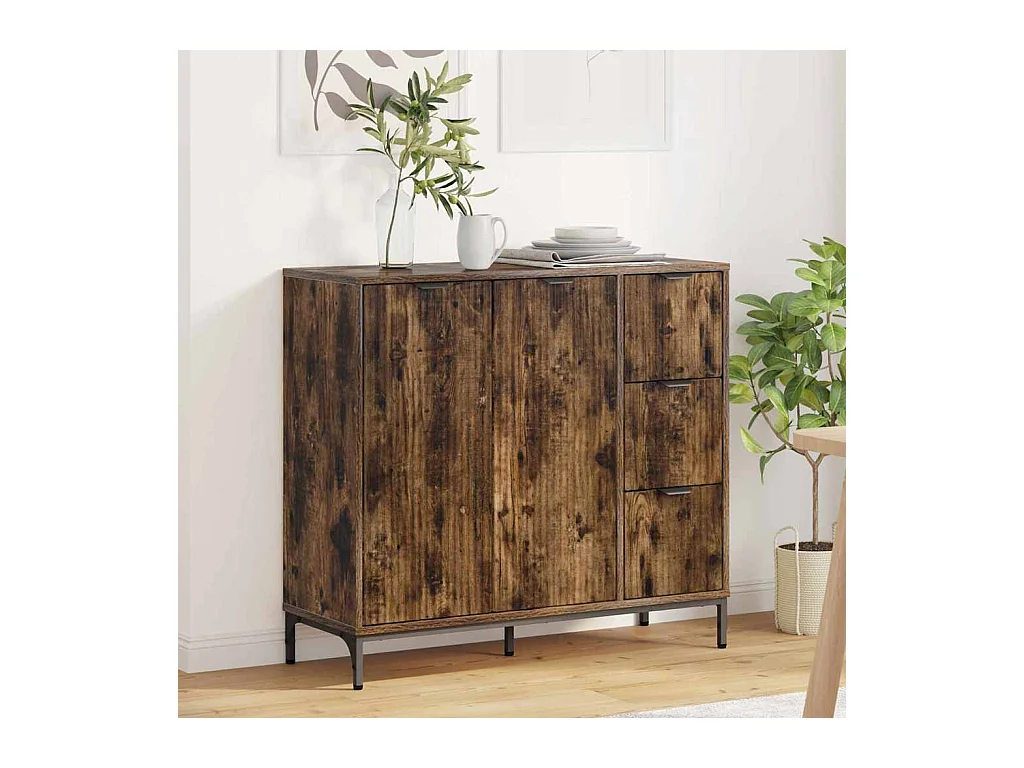 Buffet Chêne fumé 89,5 x 33 x 82 cm Bois d'ingénierie