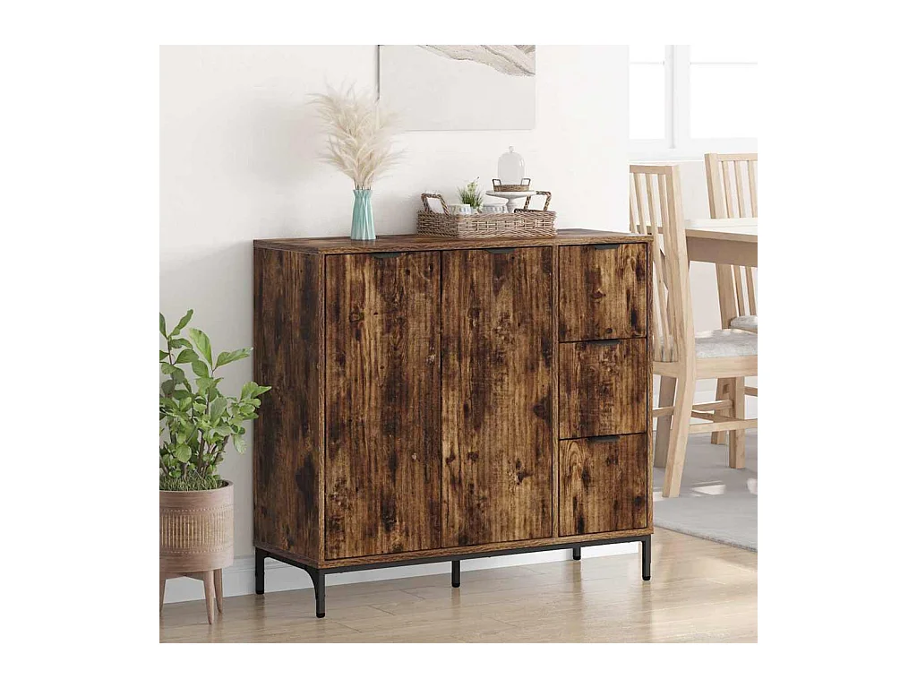 Buffet Chêne fumé 89,5 x 33 x 82 cm Bois d'ingénierie