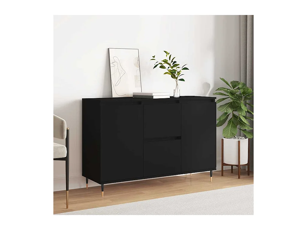 Buffet noir 101,5x35x70 cm bois d’ingénierie