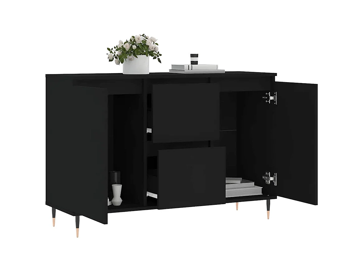 Buffet noir 101,5x35x70 cm bois d’ingénierie