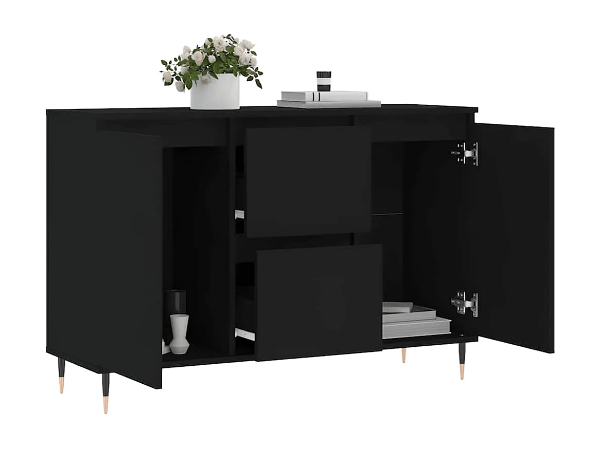 Buffet noir 101,5x35x70 cm bois d’ingénierie