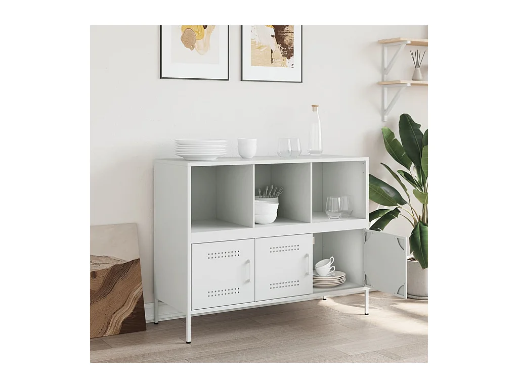 Buffet blanc 100,5x39x79 cm acier