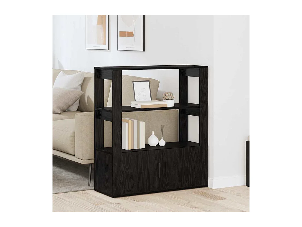 Buffet Chêne noir 30 x 80 x 90 cm Bois d'ingénierie