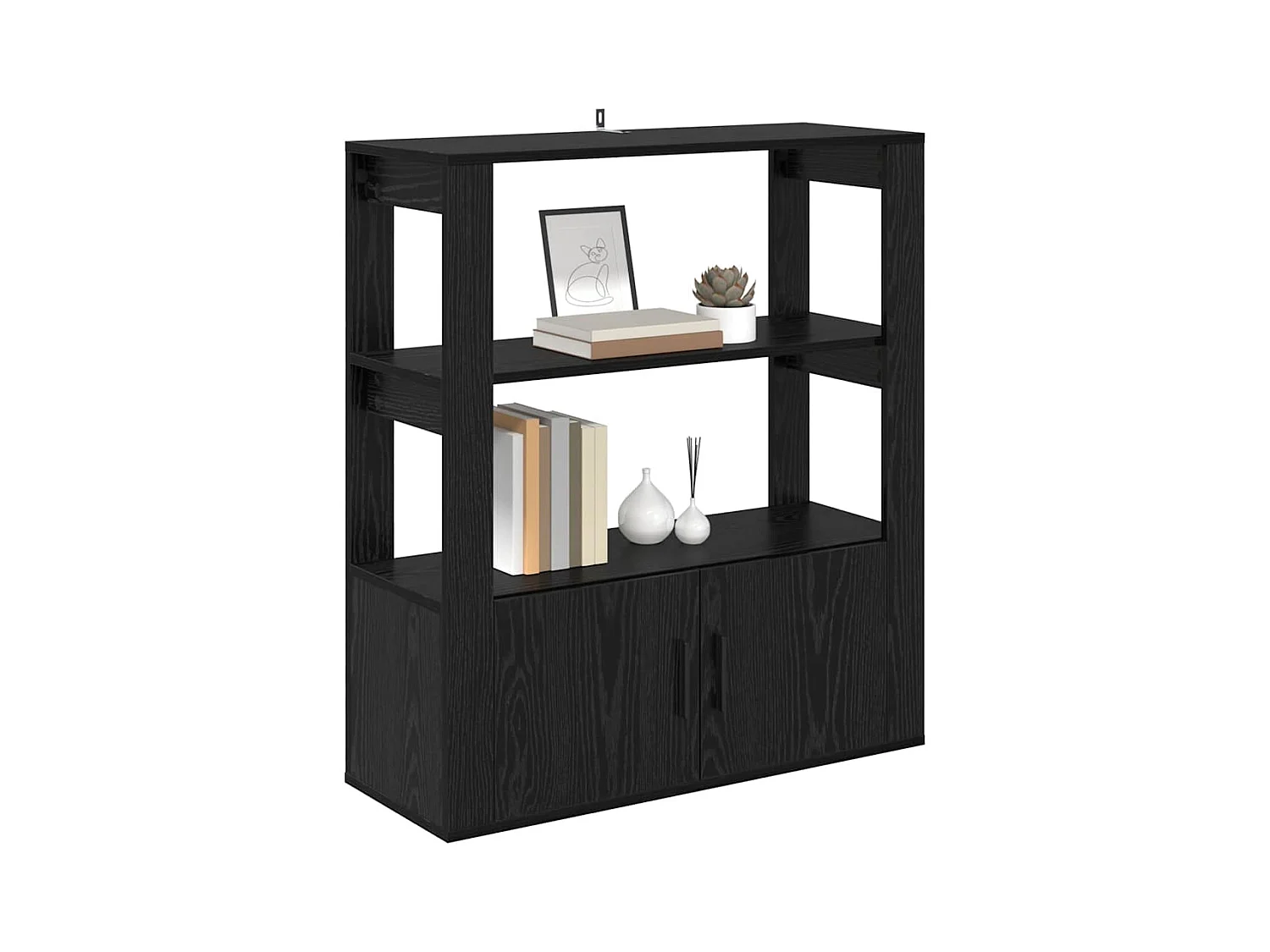 Buffet Chêne noir 30 x 80 x 90 cm Bois d'ingénierie