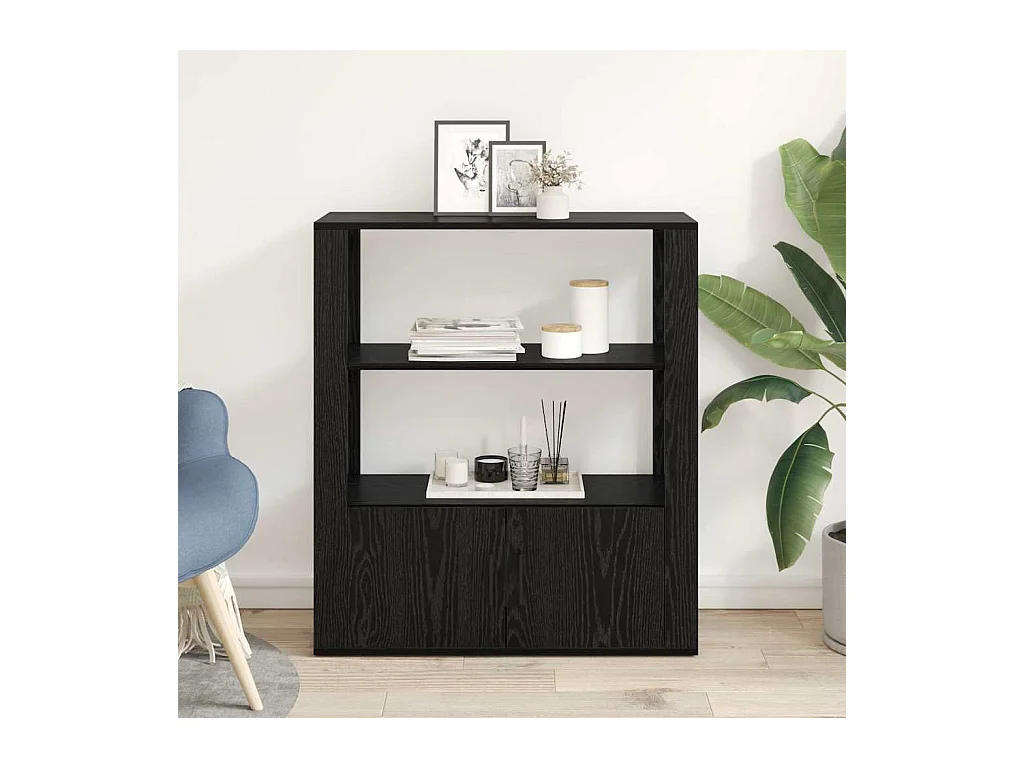 Buffet Chêne noir 30 x 80 x 90 cm Bois d'ingénierie