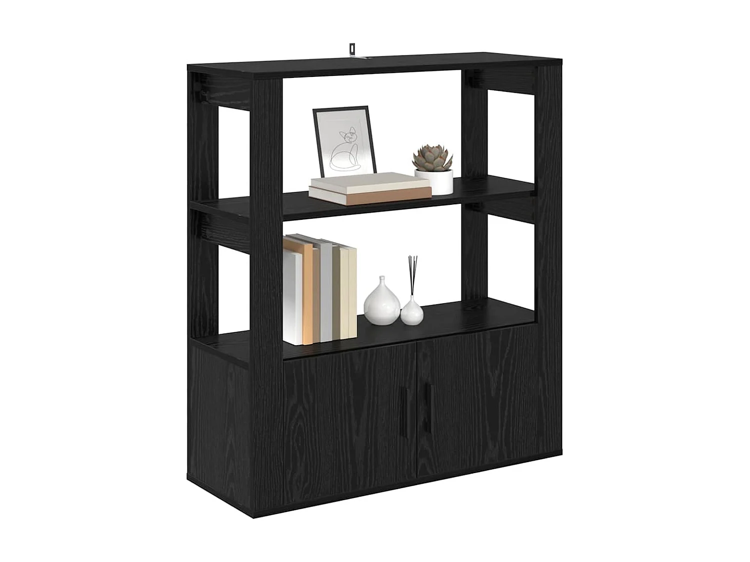 Buffet Chêne noir 30 x 80 x 90 cm Bois d'ingénierie