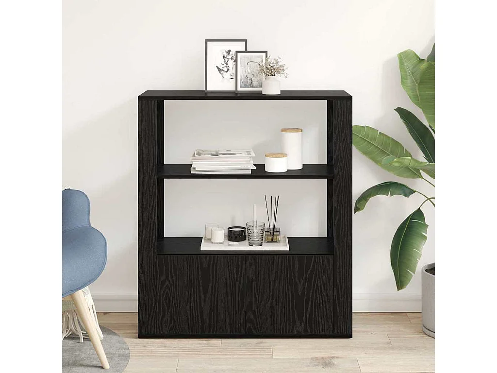 Buffet Chêne noir 30 x 80 x 90 cm Bois d'ingénierie