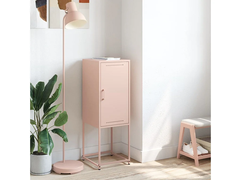 Buffet haut rose 36x39x107 cm acier