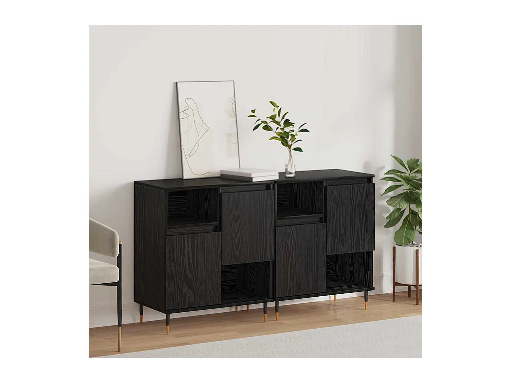 Buffets 2 pièces Chêne noir 120 x 35 x 70 cm Bois d'ingénierie