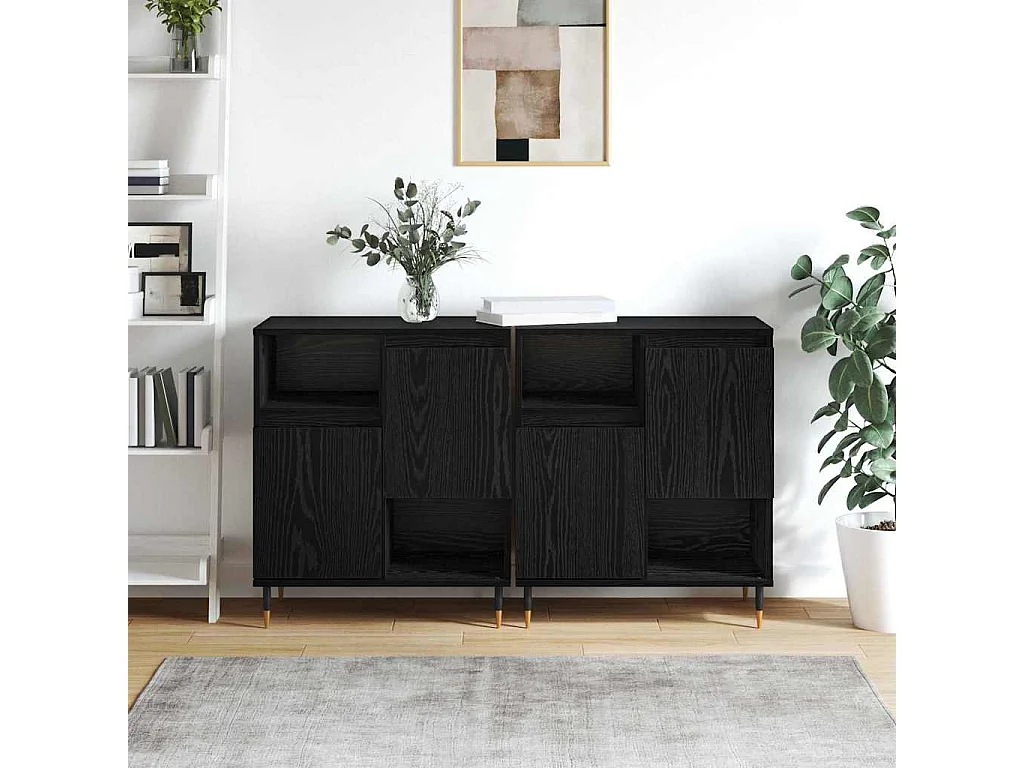 Buffets 2 pièces Chêne noir 120 x 35 x 70 cm Bois d'ingénierie