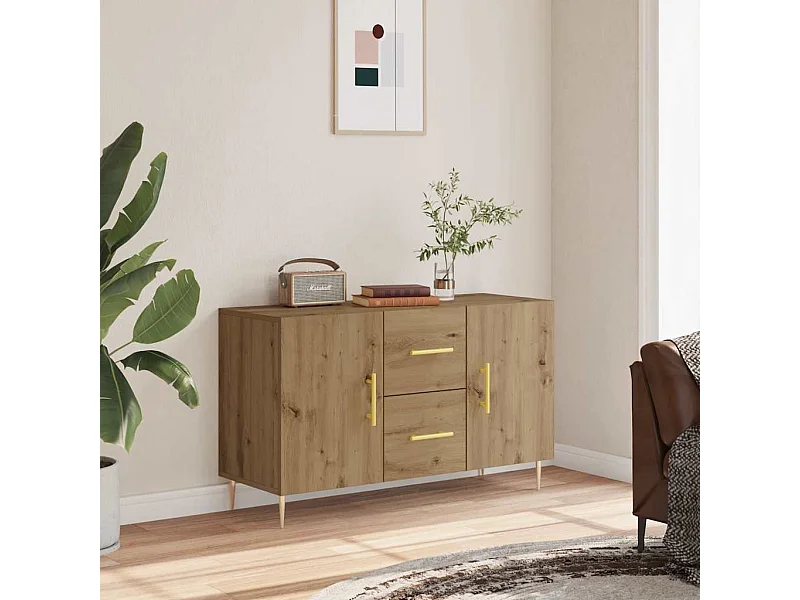 Buffet chêne artisanal 100x36x60 cm bois d'ingénierie